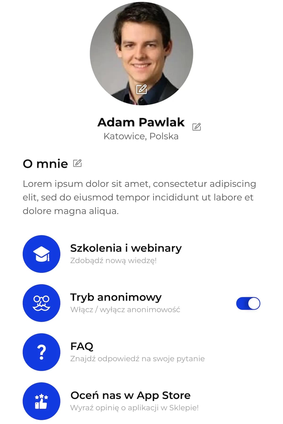 profile in app